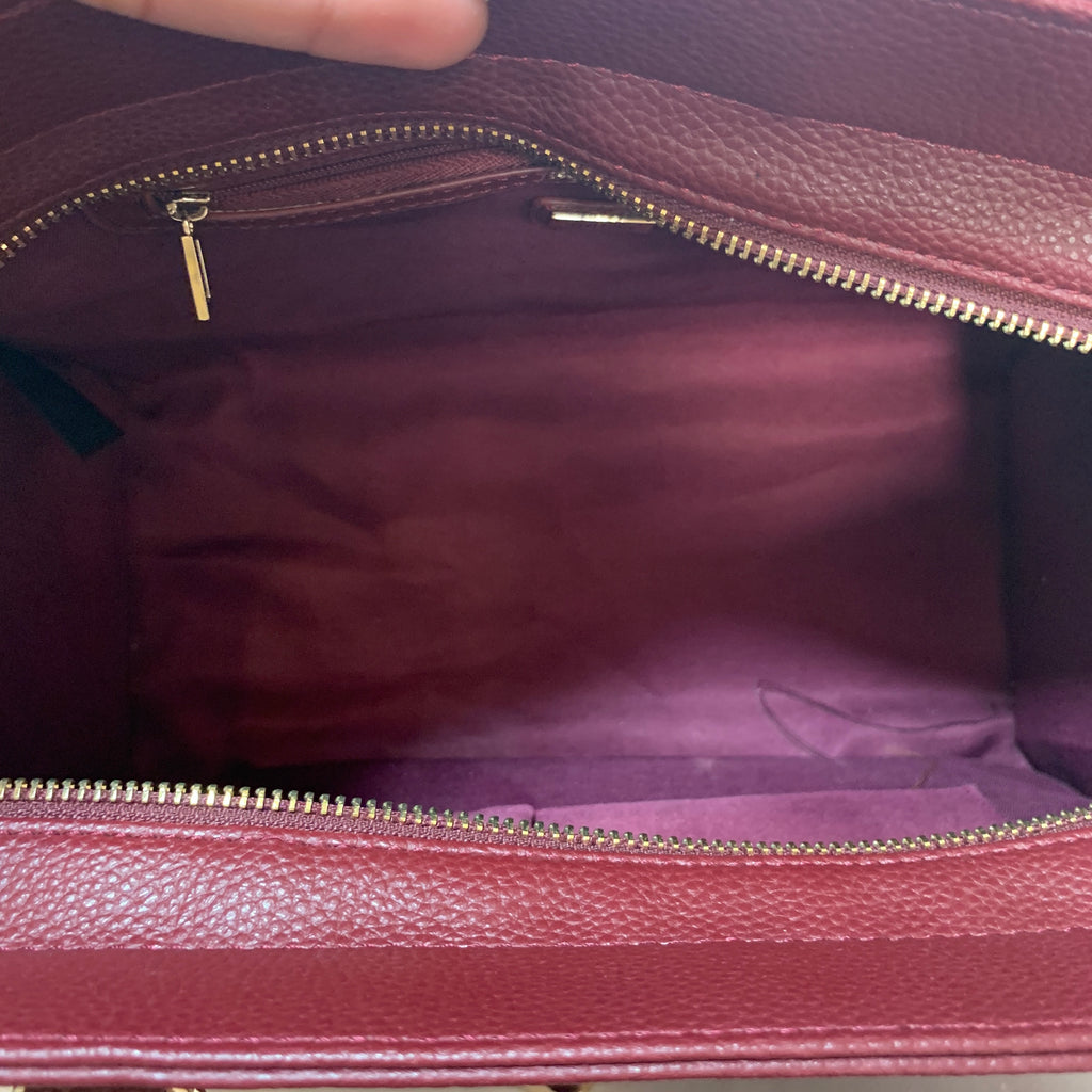 Guess Maroon Large Pebbled Tote | Brand New |
