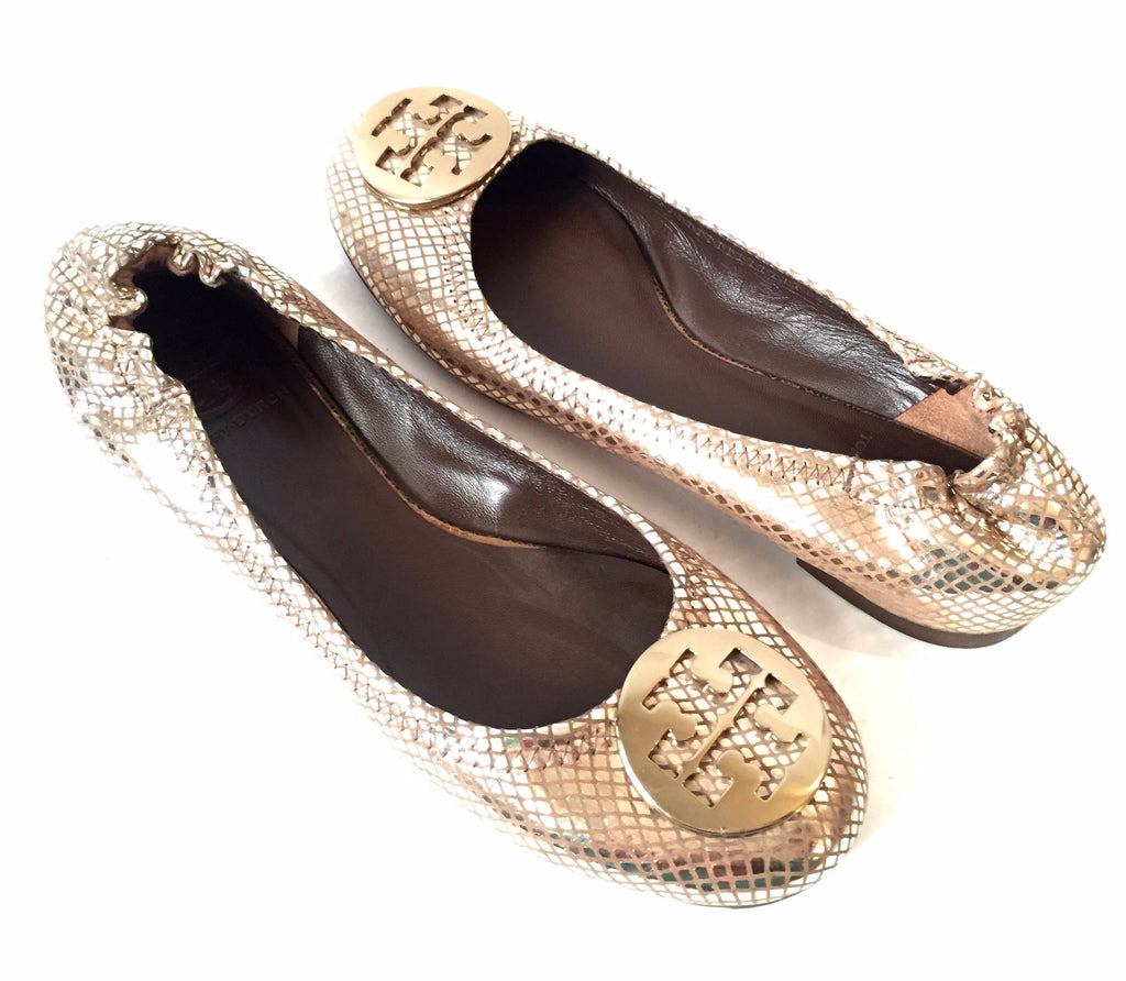 Tory Burch Gold Reva Ballet Flats | Gently Used |