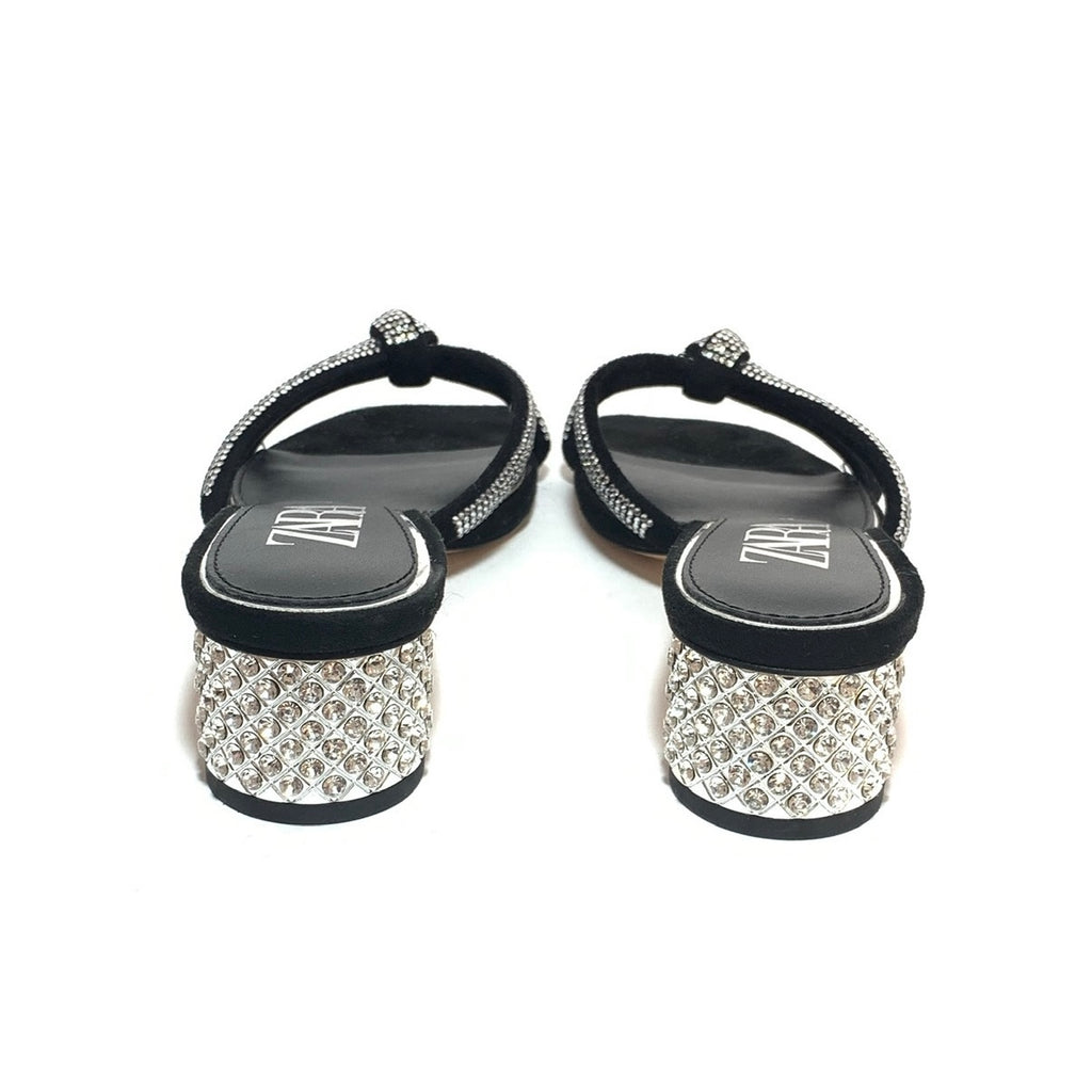 ZARA Rhinestone Knot Crystal Block Heels | Gently Used |