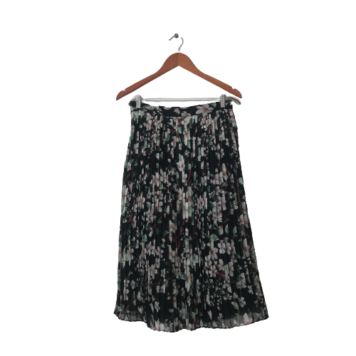Marks & Spencer Black Floral Pleated Skirt | Gently Used |