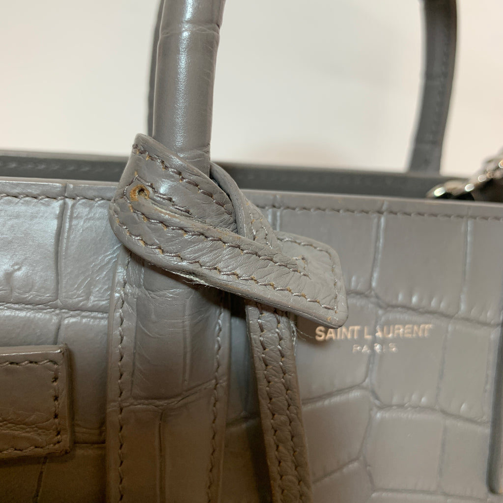 YSL Grey Leather 'Sac De Jour' Nano Satchel | Gently Used |