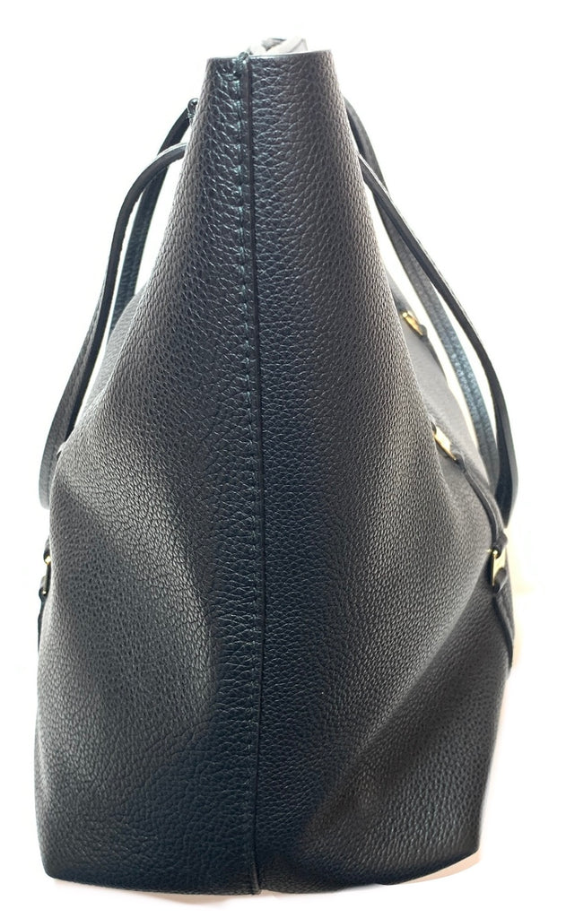 Salvatore Ferragamo Black Pebbled Leather Logo Tote Bag | Gently Used |