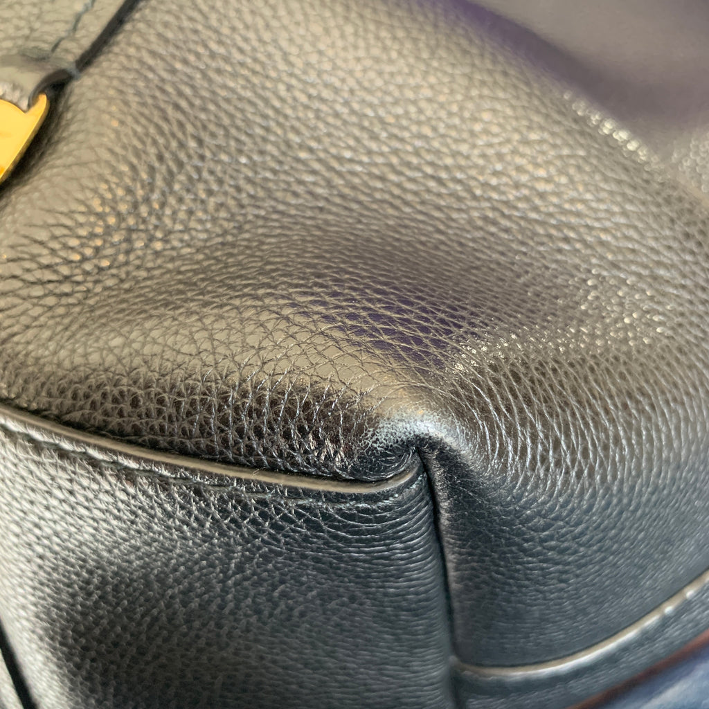 Salvatore Ferragamo Black Pebbled Leather Logo Tote Bag | Gently Used ...