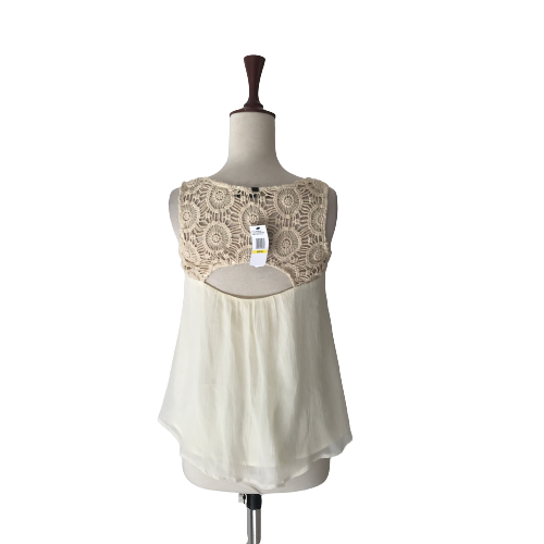 Jessica Simpson Cream Pleated Lace Blouse | Brand New |