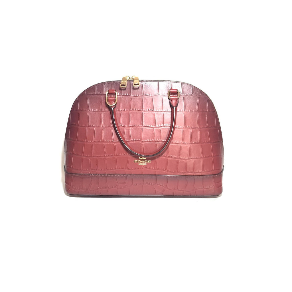 Coach Maroon Leather Croc Embossed Tote | Like New |