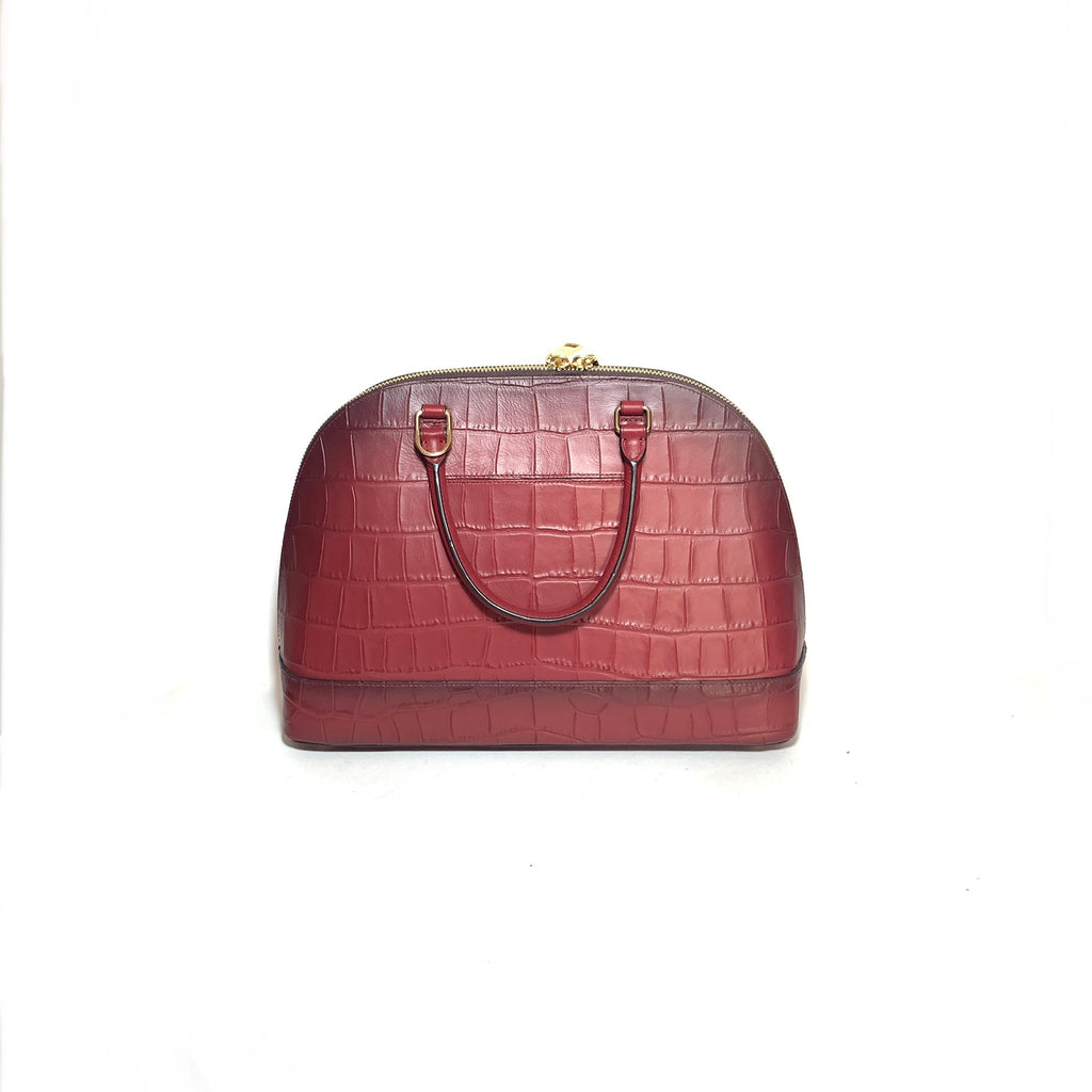 Coach Maroon Leather Croc Embossed Tote | Like New |