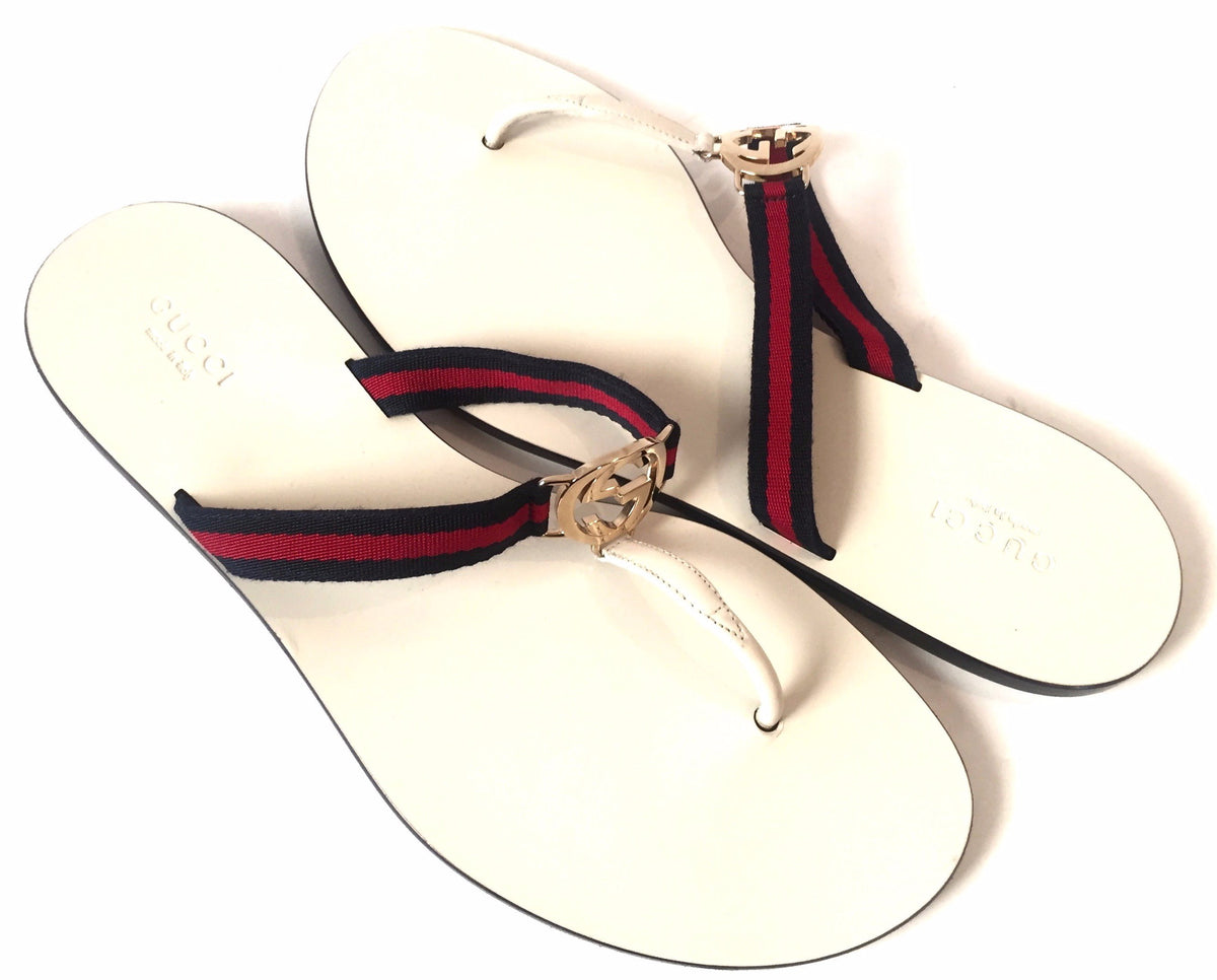 NIB NEW Gucci women web horsebit thongs flats sandals shoes 34.5 US 4.5  435232 | eBay