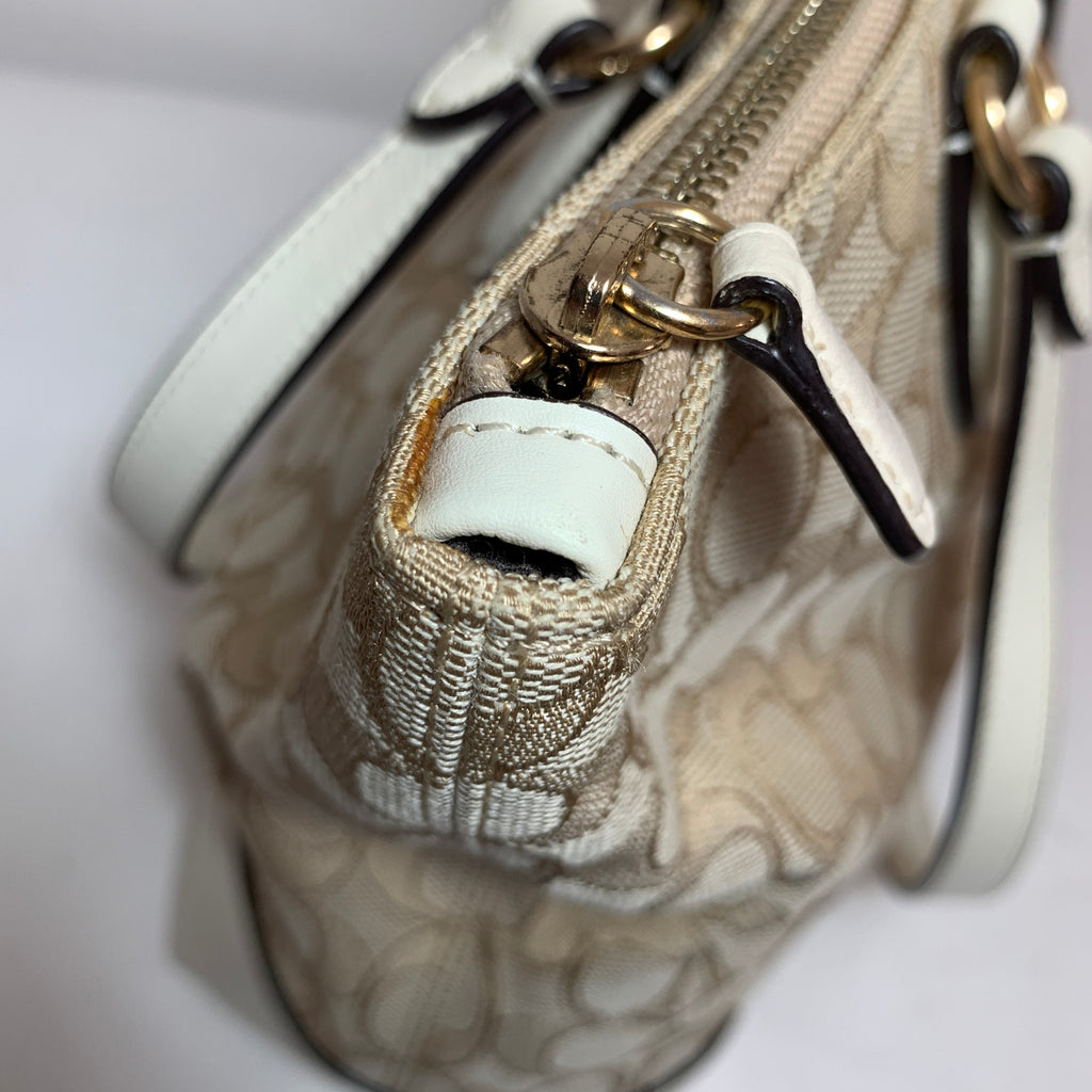 Coach Beige & Cream Signature Monogram Tote | Gently Used |