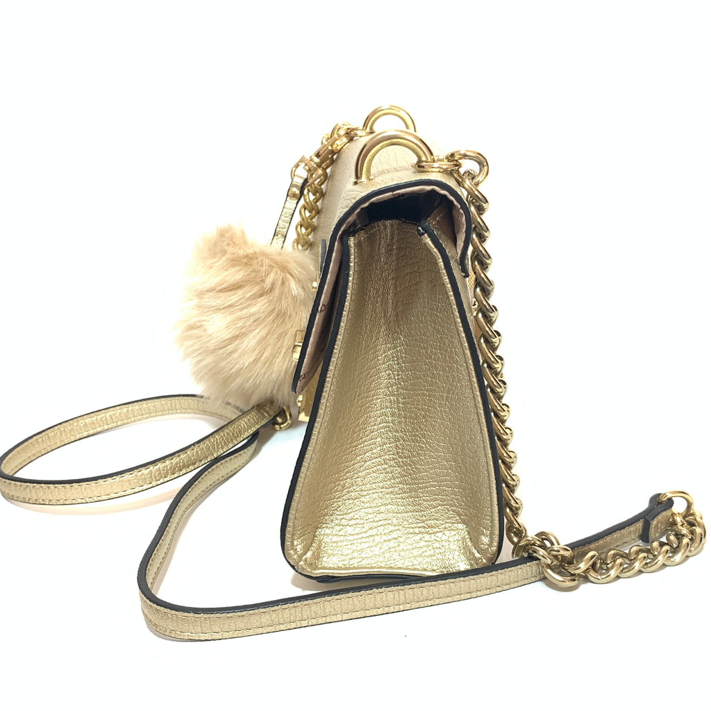ALDO Gold Pompom Charm Cross-body Bag | Pre Loved |