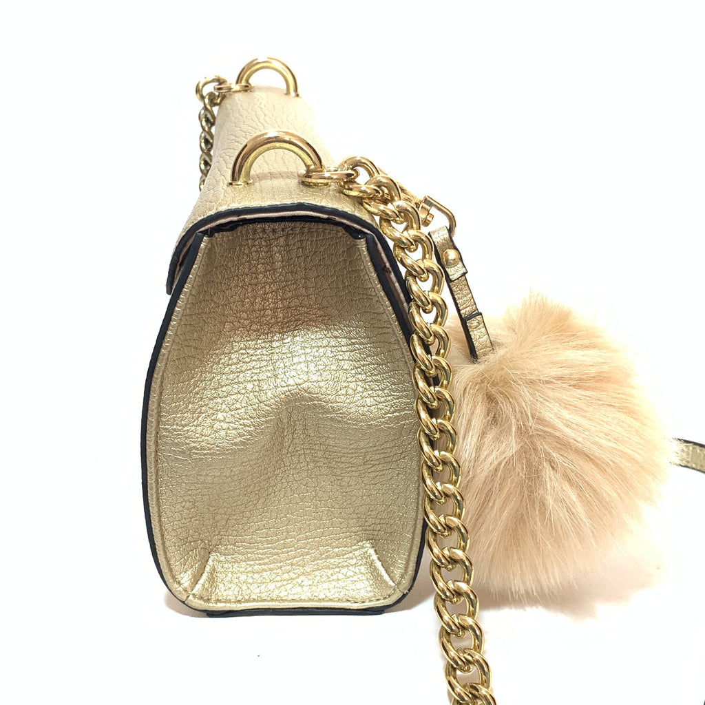 ALDO Gold Pompom Charm Cross-body Bag | Pre Loved |