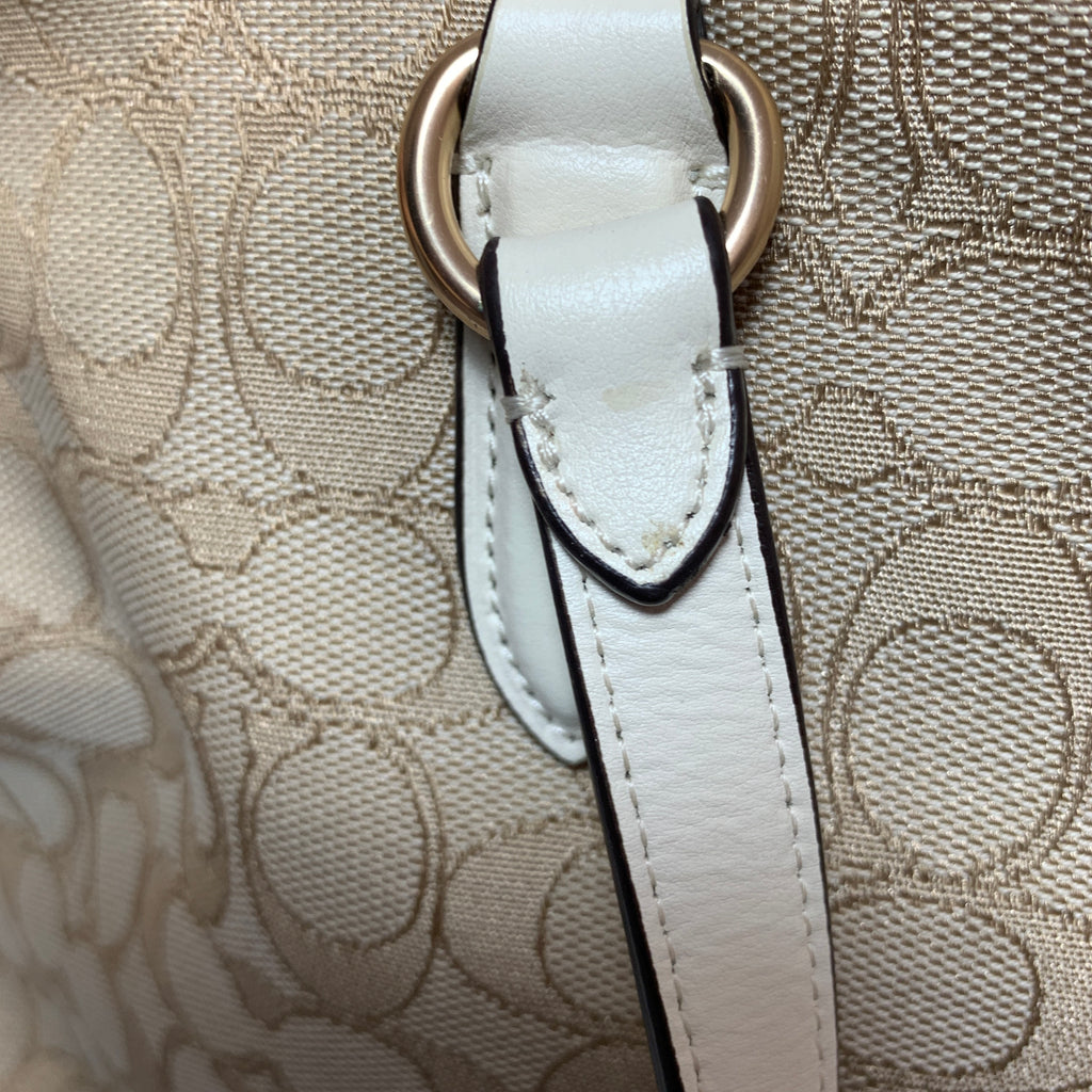 Coach Beige & Cream Signature Monogram Tote | Gently Used |