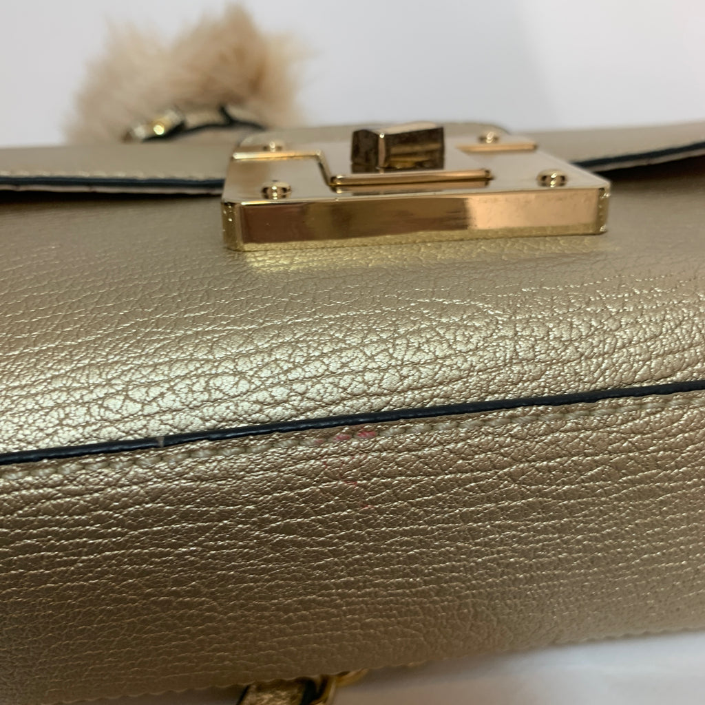 ALDO Gold Pompom Charm Cross-body Bag | Pre Loved |