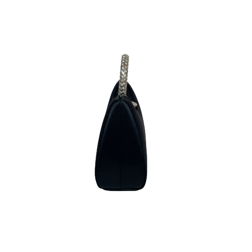 Stuart Weitzman Black Satin & Crystal Handle Evening Bag | Gently Used |