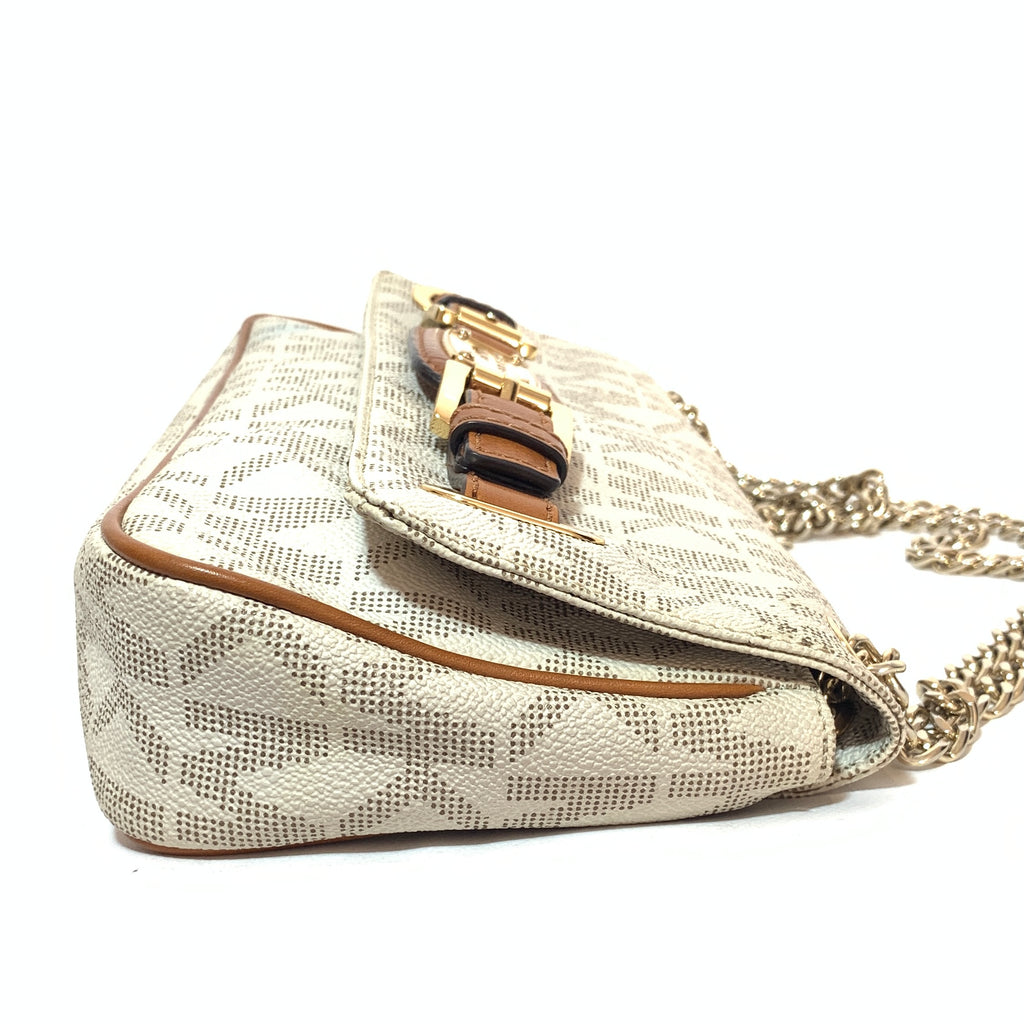 Michael Kors Vanilla Monogram Hamilton Flap Shoulder Bag | Pre Loved |