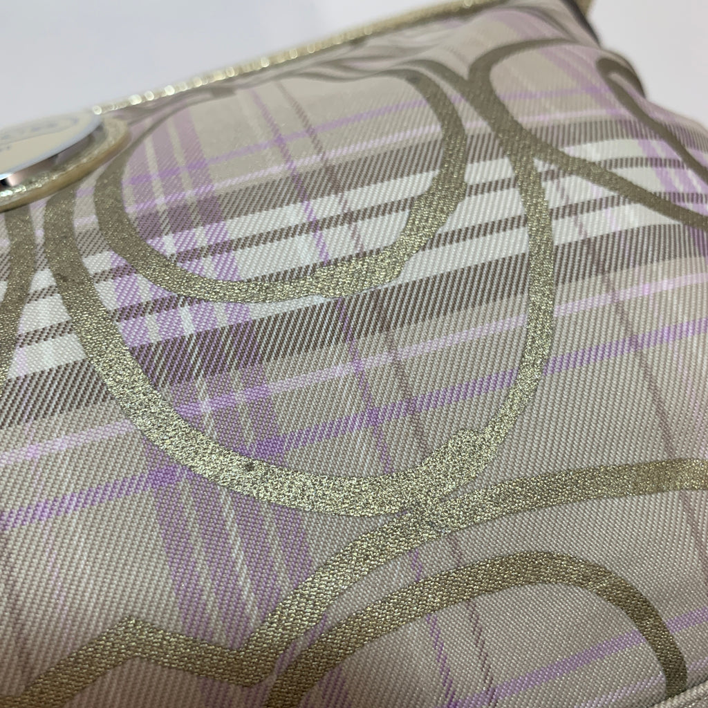 Coach Pink Check & Gold Small Shoulder Bag | Pre Loved |