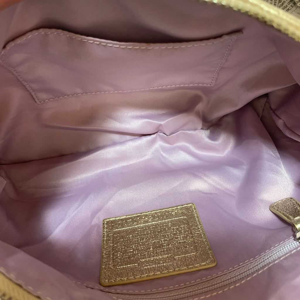 Coach Pink Check & Gold Small Shoulder Bag | Pre Loved |