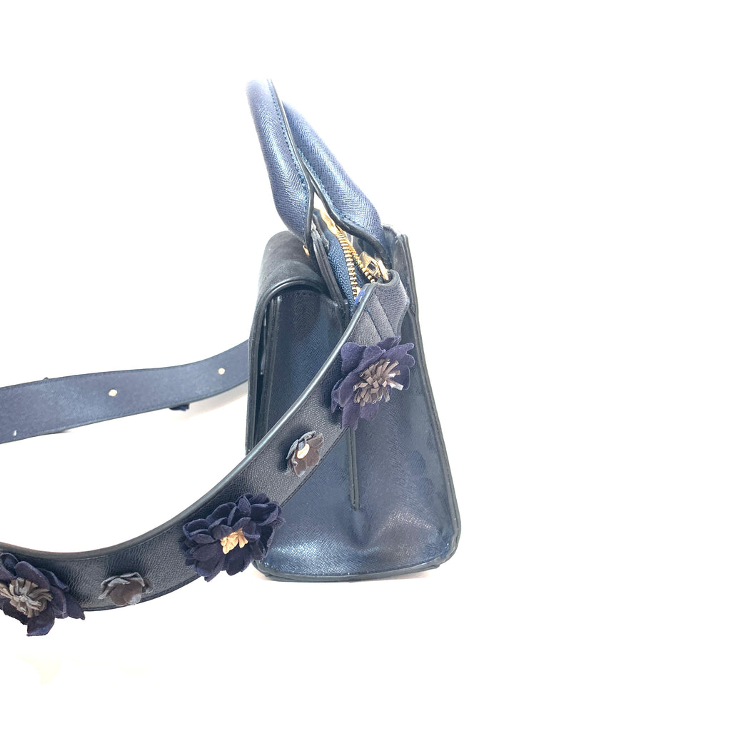 DUNE Navy Flower Strap Satchel | Gently Used |