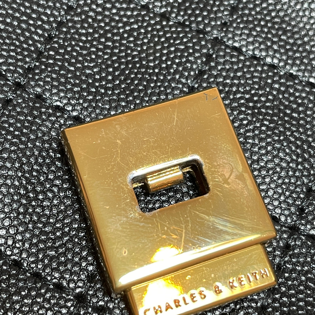 Charles & Keith Black Small Quilted Shoulder Bag | Like New |