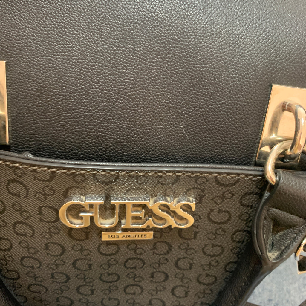 Guess Black Monogram Dome Satchel | Pre Loved |