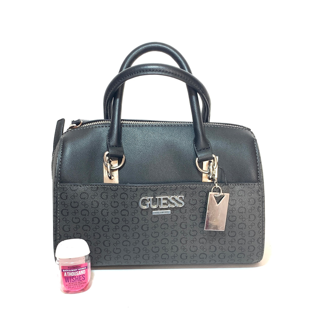 Guess Black Monogram Dome Satchel | Pre Loved |