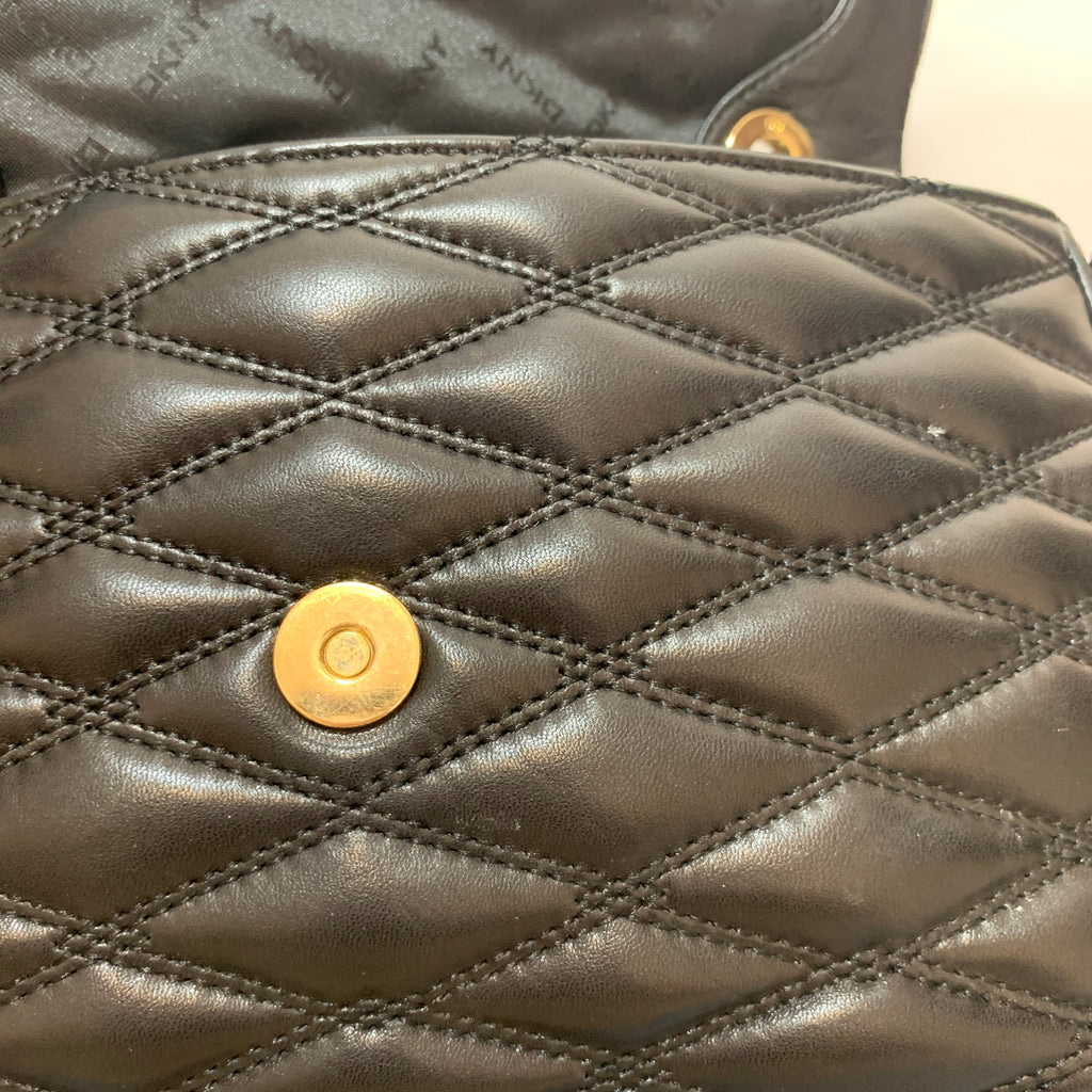 DKNY Black Quilted Leather Shoulder Bag | Pre Loved |