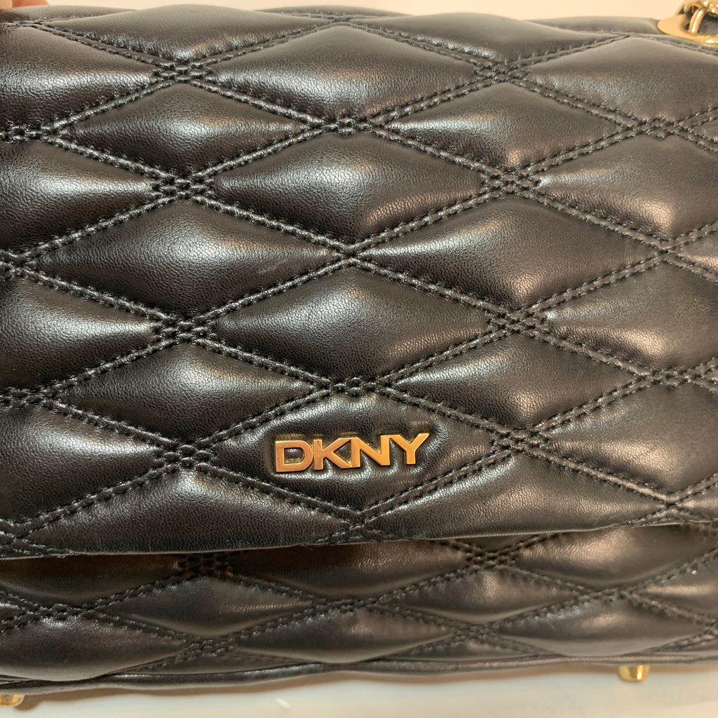 DKNY Black Quilted Leather Shoulder Bag | Pre Loved |