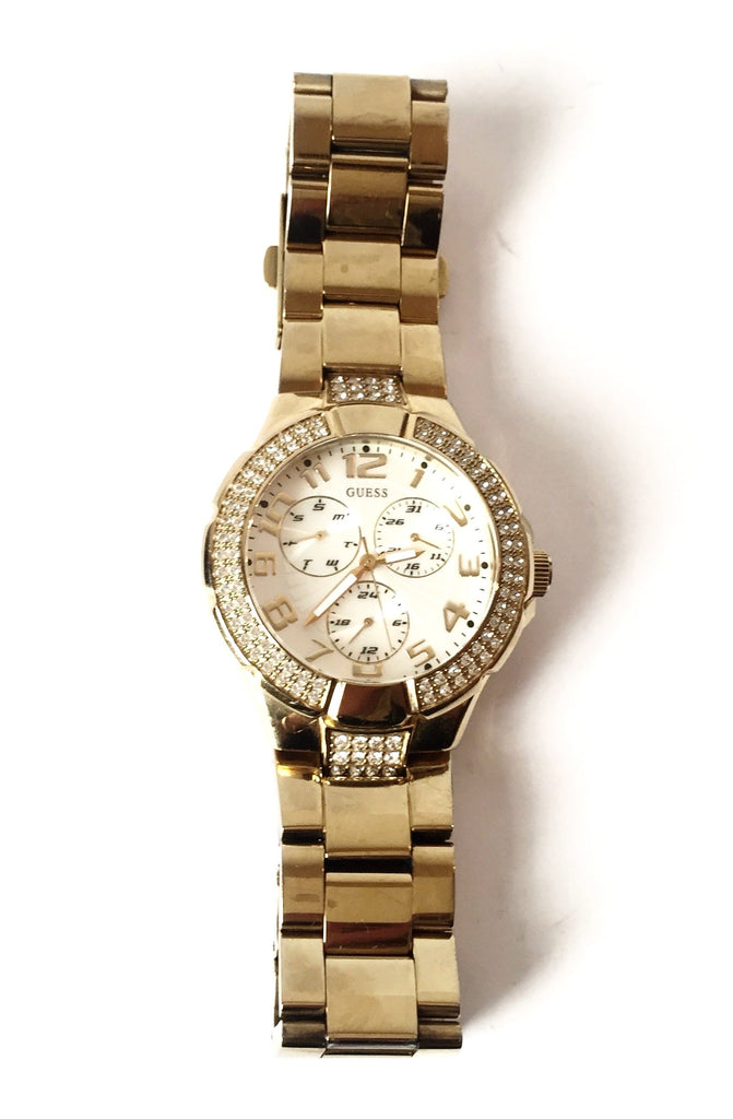 GUESS Gold Rhinestone Stainless Steel Watch | Pre Loved |