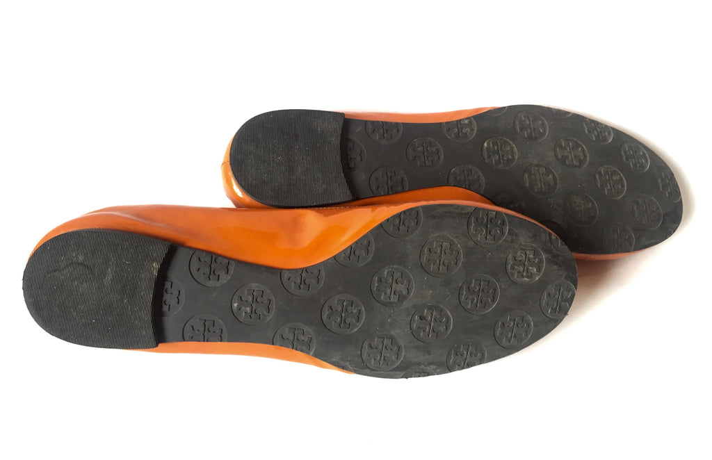 Tory Burch Orange Patent Leather Ballet Flats | Pre Loved |