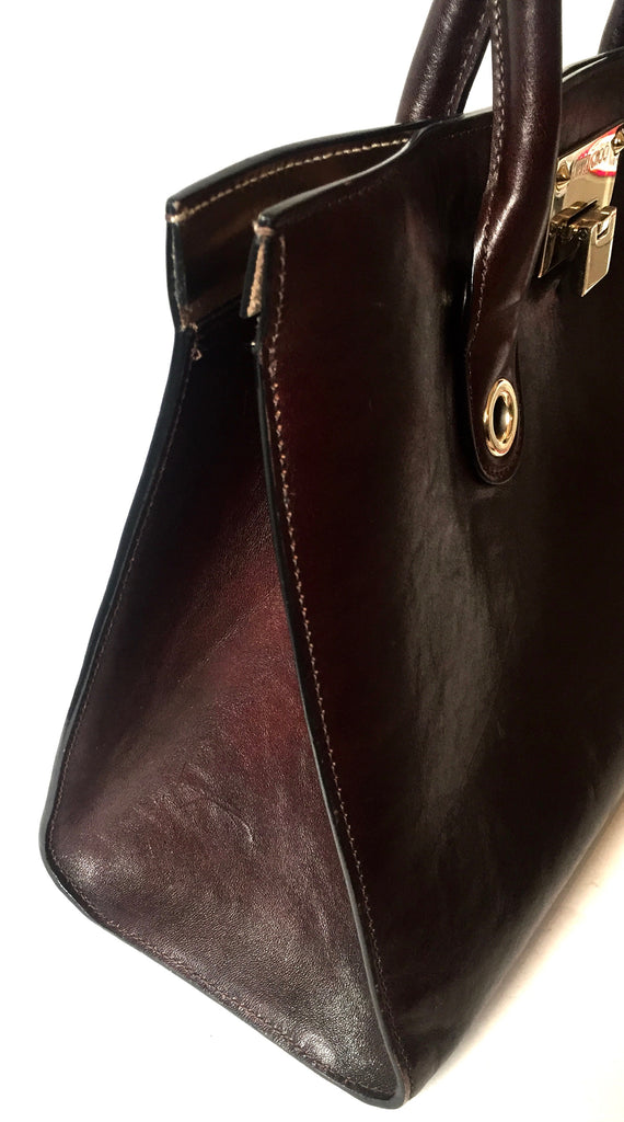 Jimmy Choo Dark Brown Leather Tote Bag | Pre Loved |