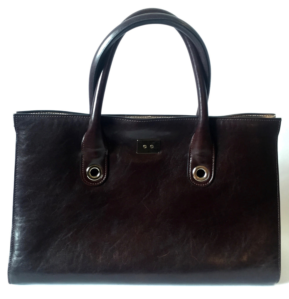 Jimmy Choo Dark Brown Leather Tote Bag | Pre Loved |