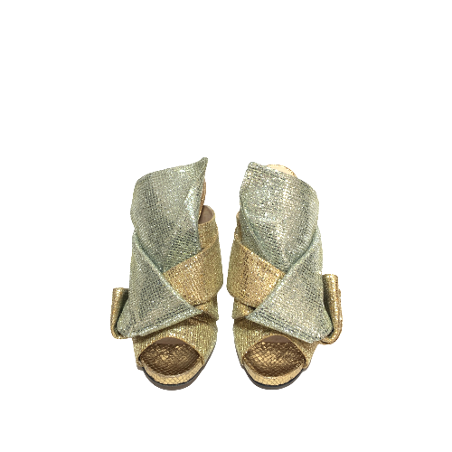 N°21 Silver & Gold Glitter Knot Mules | Gently Used |