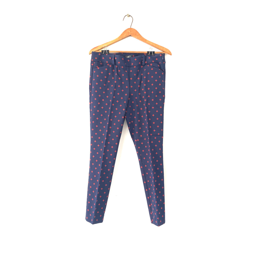 Ann Taylor Loft Navy & Red Printed Pants | Brand New |