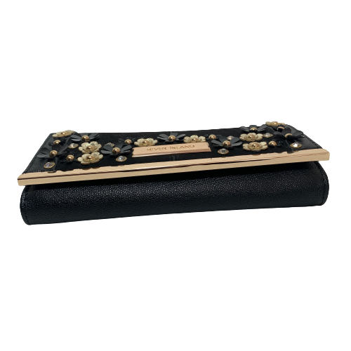 River Island Black Suede Floral Applique Wallet Purse | Like New |