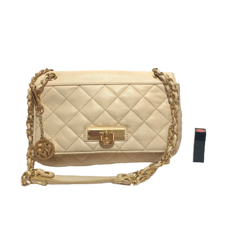 DKNY Beige Leather Quilted Shoulder Bag | Pre Loved |