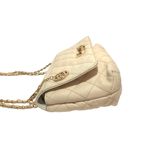 DKNY Beige Leather Quilted Shoulder Bag | Pre Loved |