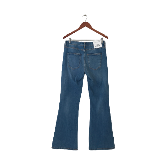 ZARA Blue High-waist Denim Skinny Flared Jeans | Brand New |