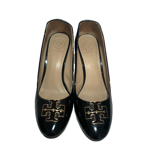 Tory Burch Black Patent Leather 'Raleigh' Wedges | Gently Used |
