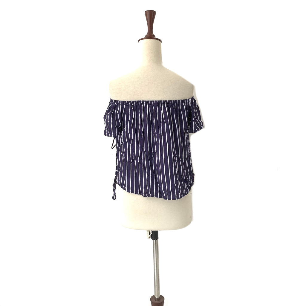 H&M Blue & White Striped Cropped Top | Brand New |