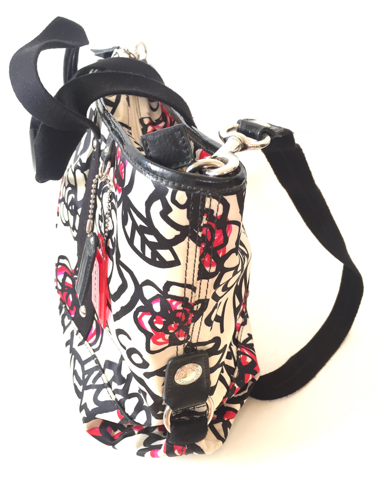 Coach Synthetic Black & White Floral Bag | Pre Loved | - Secret Stash