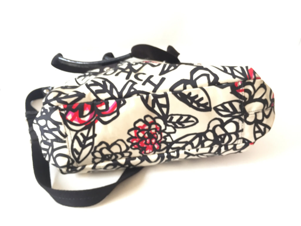 Coach Synthetic Black & White Floral Bag | Pre Loved | - Secret Stash