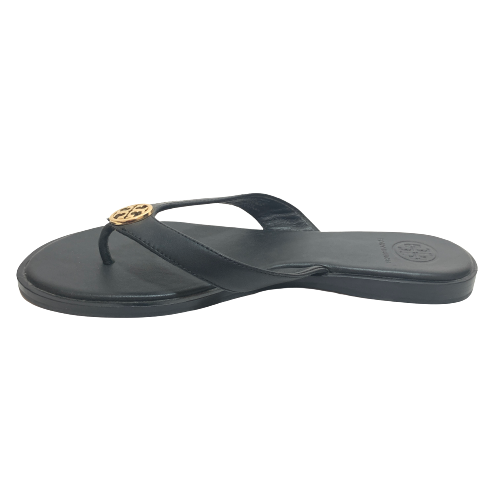 Tory Burch Black Leather 'Benton' Thong Sandals | Gently Used |
