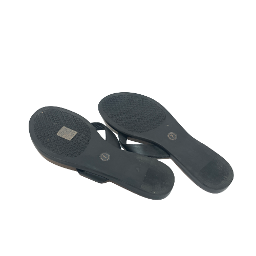Tory Burch Black Leather 'Benton' Thong Sandals | Gently Used |