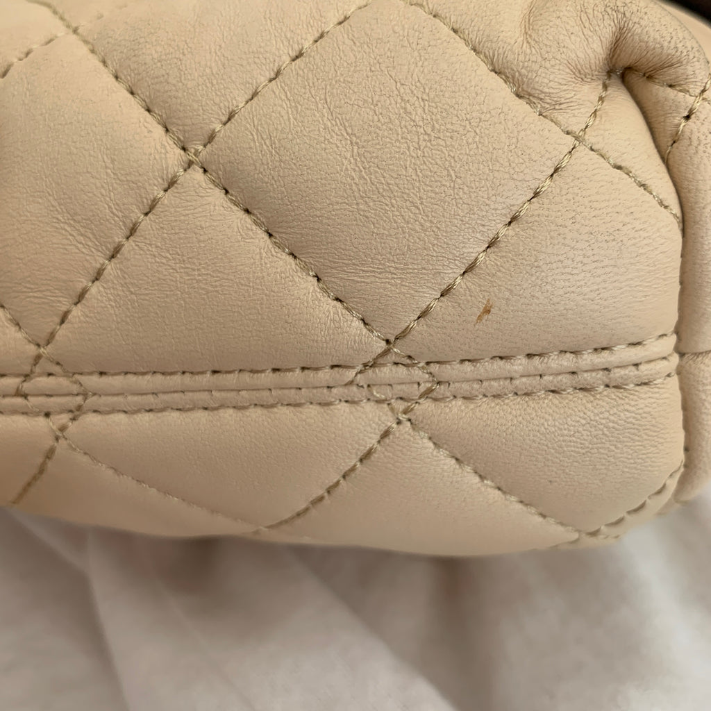 DKNY Beige Leather Quilted Shoulder Bag | Pre Loved |