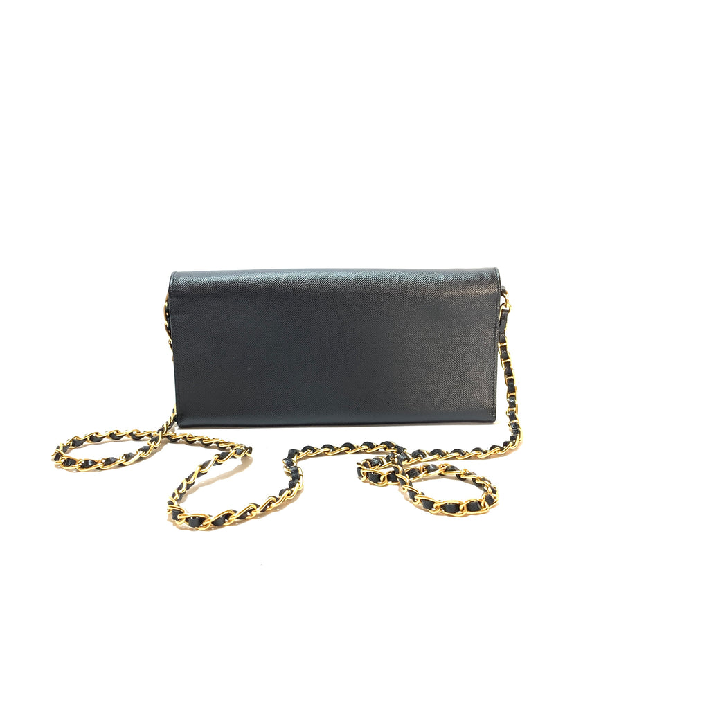 Prada Black Saffiano Leather Wallet-On-Chain | Like New |