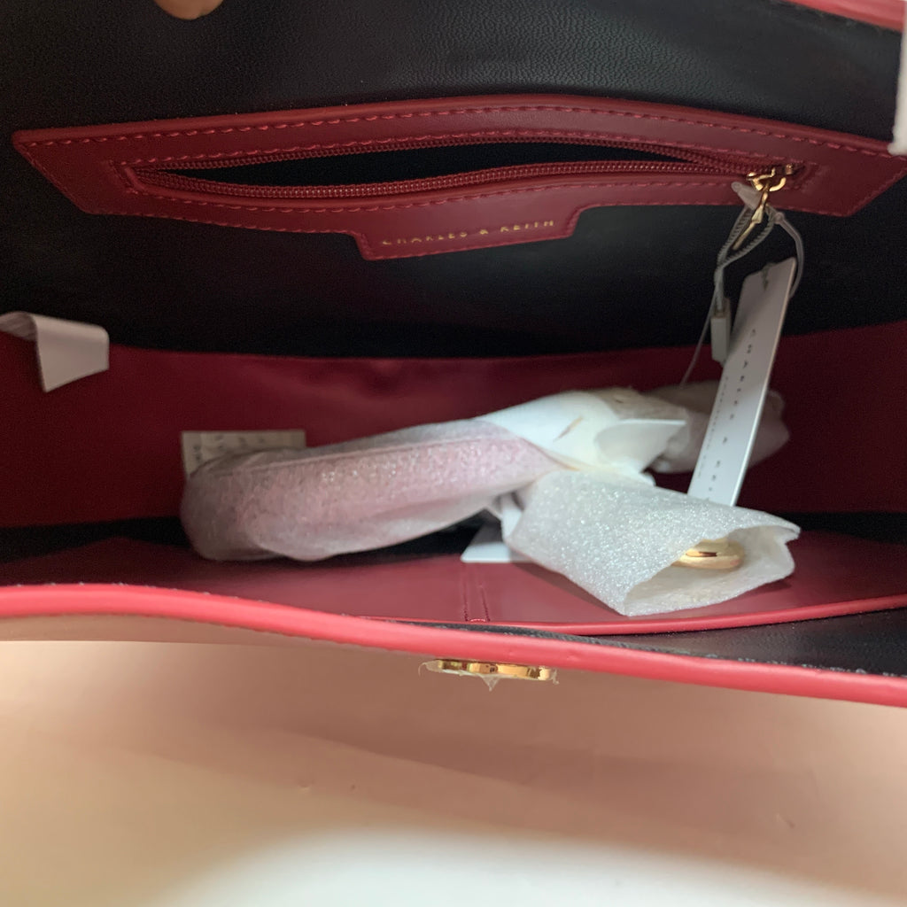 Charles & Keith Deep Pink Saddle Shoulder Bag | Brand New |