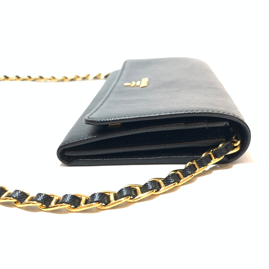 Prada Black Saffiano Leather Wallet-On-Chain | Like New |