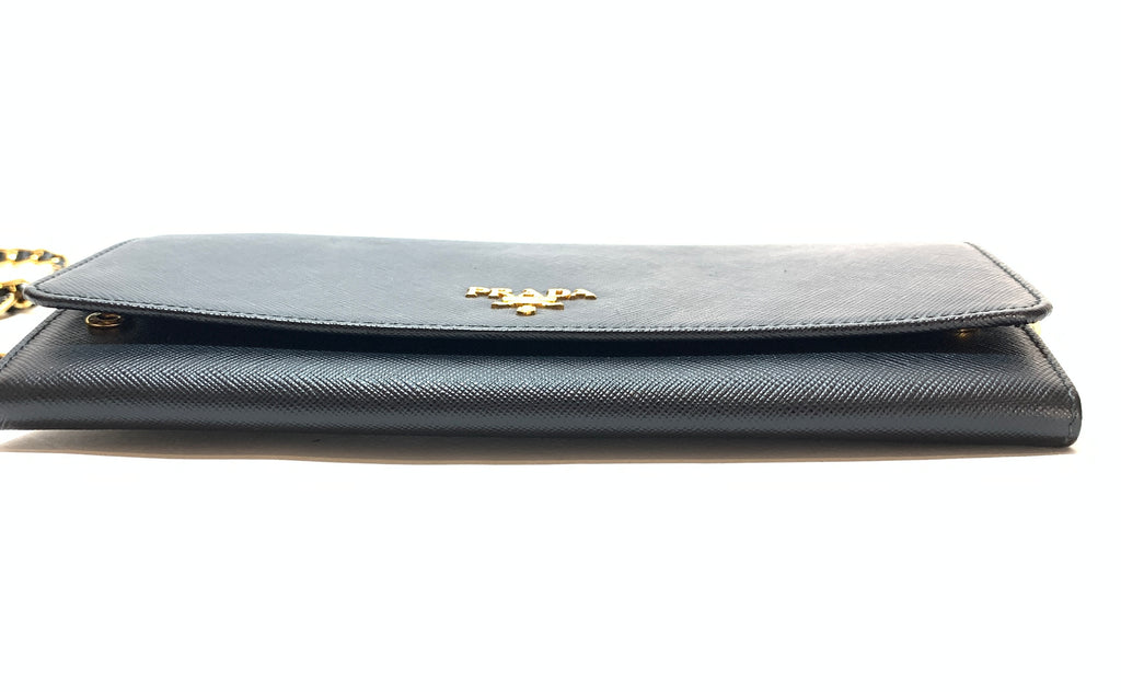 Prada Black Saffiano Leather Wallet-On-Chain | Like New |
