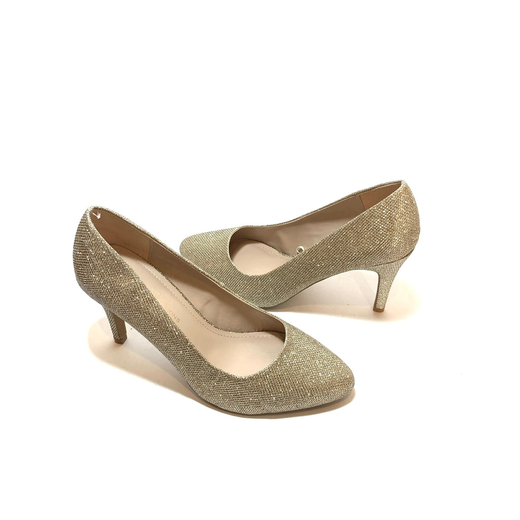 Dorothy Perkins Gold 'Deedee' Glitter Pumps | Like New |
