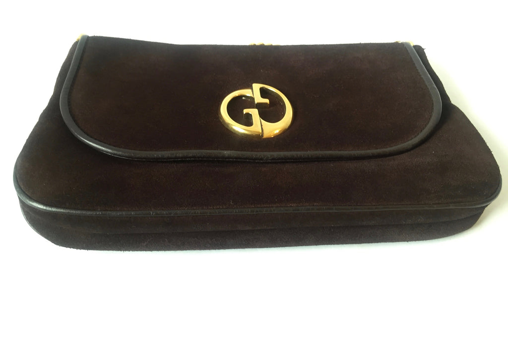 Gucci Dark Brown Suede Shoulder Bag | Gently Used |