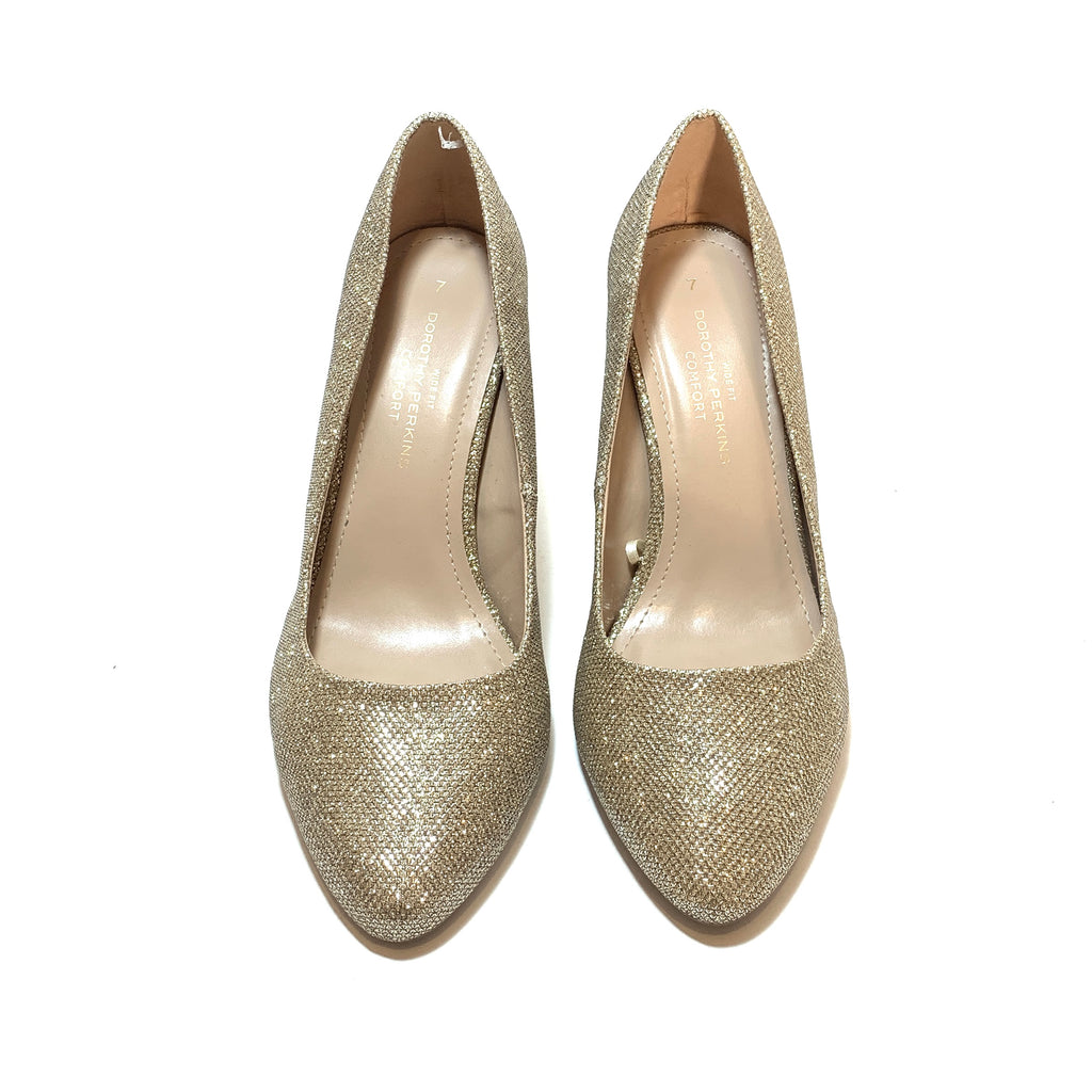 Dorothy Perkins Gold 'Deedee' Glitter Pumps | Like New |